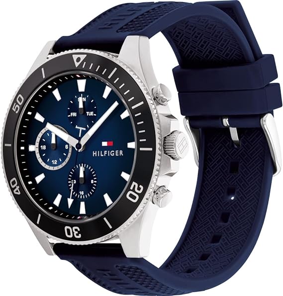Buy Tommy Hilfiger Men's Larson Blue Silicone Strap Blue Dial Chronograph Quartz Watch 1791920 in Pakistan
