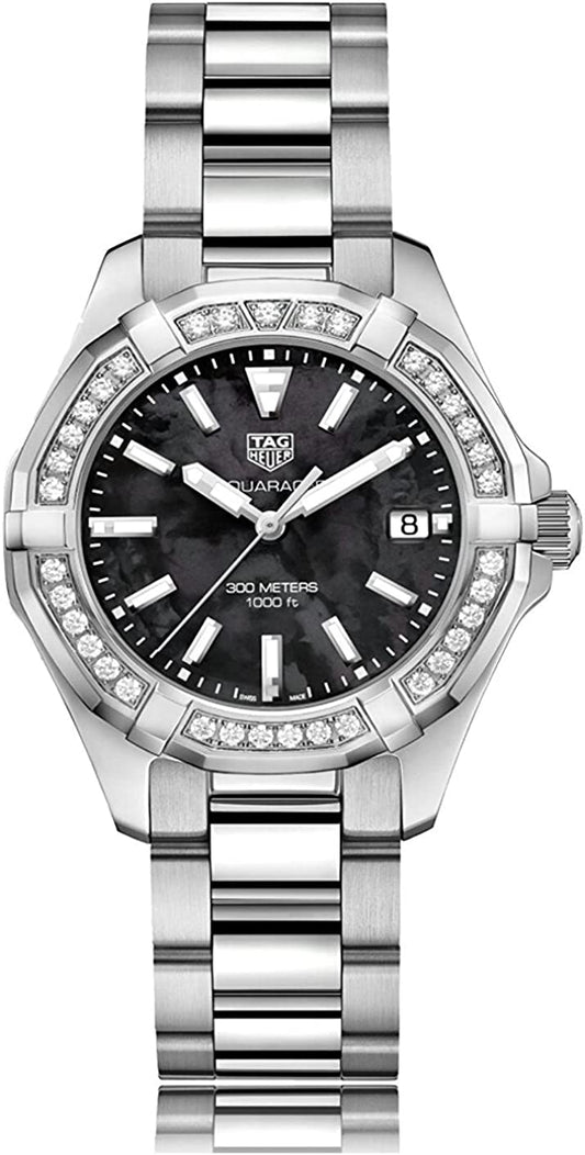 Buy Tag Heuer Aquaracer Black Mother of Pearl Dial with Diamonds Silver Steel Strap Watch for Women - WAY131P.BA0748 in Pakistan