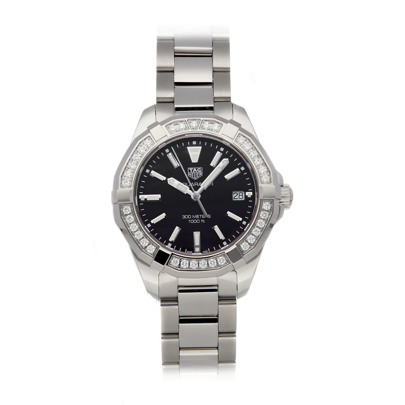 Buy Tag Heuer Aquaracer Black Mother of Pearl Dial with Diamonds Silver Steel Strap Watch for Women - WAY131P.BA0748 in Pakistan