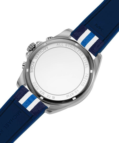 Buy Michael Kors Brecken Chronograph Blue And White PVC Strap Blue Dial Watch for Men - Mk8950 in Pakistan