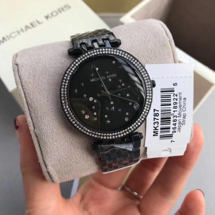 Buy Michael Kors Darci Black Dial with Diamonds Black Steel Strap Watch for Women - MK3787 in Pakistan