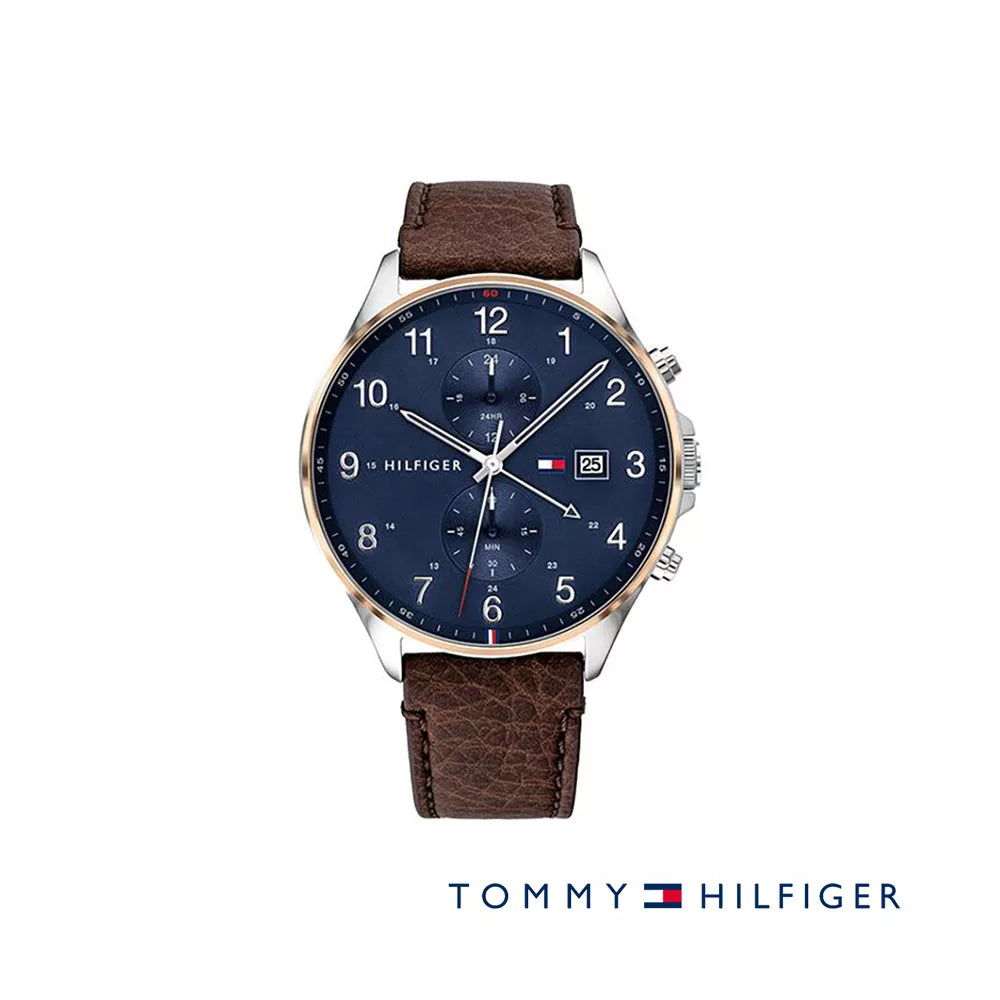 Buy Tommy Hilfiger West Blue Dial Brown Leather Strap Watch for Men - 1791712 in Pakistan