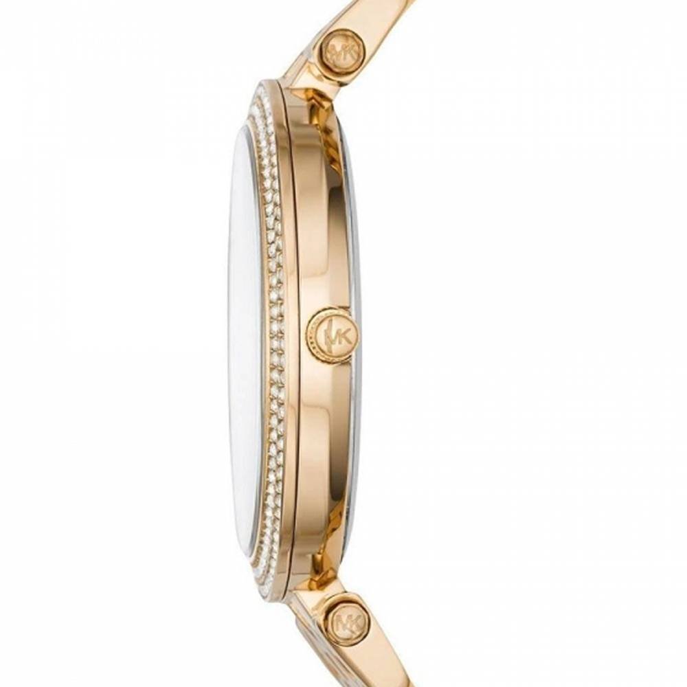 Buy Michael Kors Jessa Gold Dial with Diamonds White Leather Strap Watch for Women - MK7204 in Pakistan