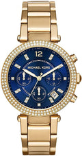 Buy Michael Kors Parker Navy Blue Dial Gold Steel Strap Watch for Women - MK6262 in Pakistan