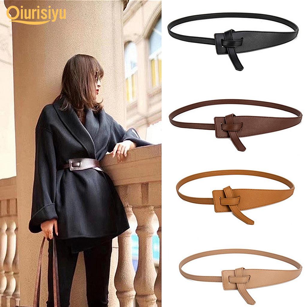 Buy Shein Double Sided Pu Leather Tie Knot Coat Belt - Beige in Pakistan