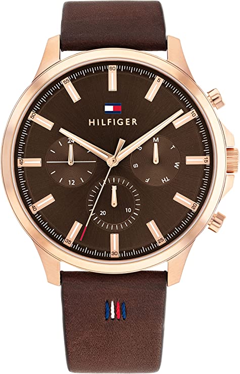 Buy Tommy Hilfiger Mens Quartz Brown Leather Strap Brown Dial 44mm Watch - 1710497 in Pakistan