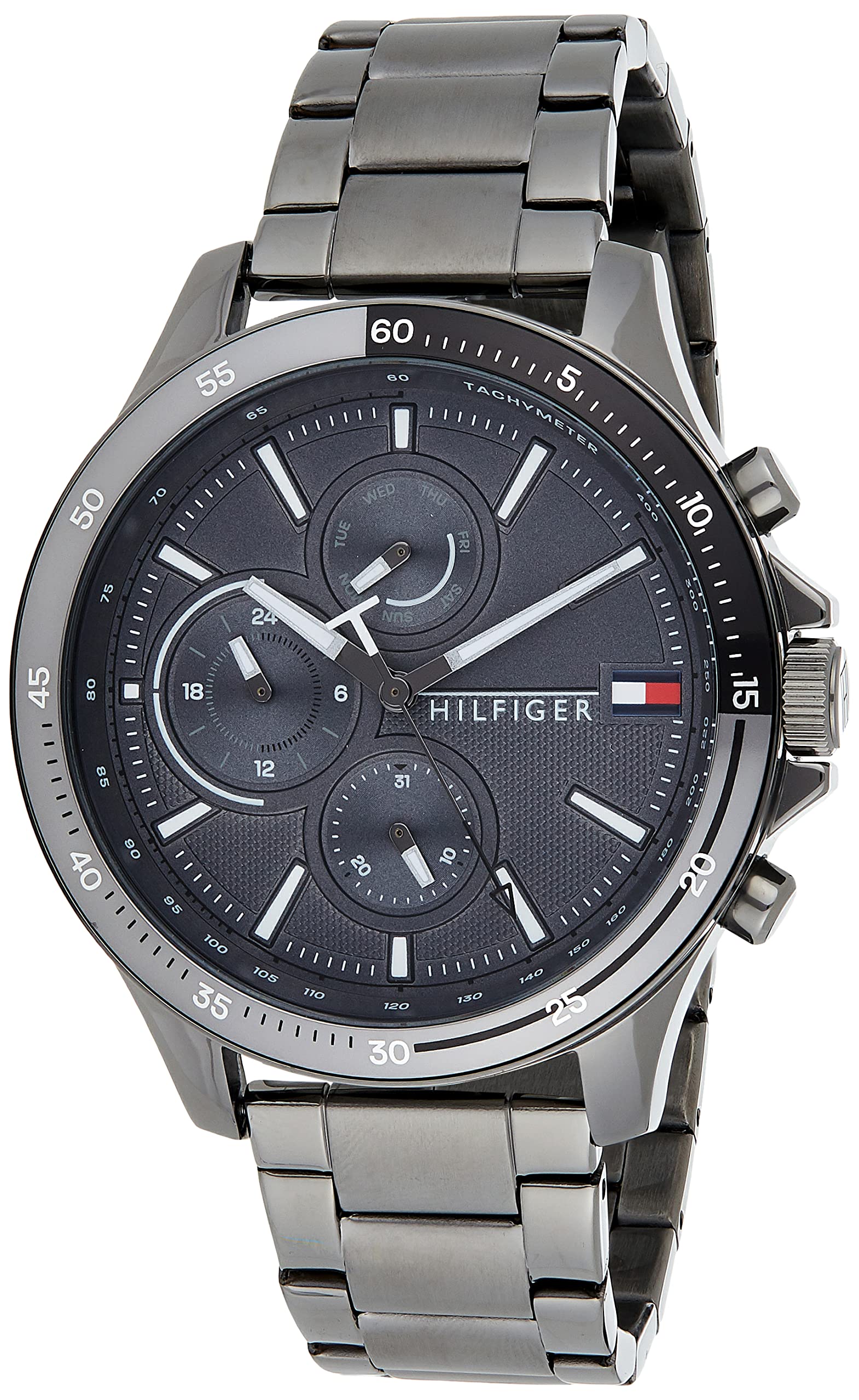 Tommy Hilfiger Mens Quartz Stainless Steel Gray Dial 46mm Watch - 1791