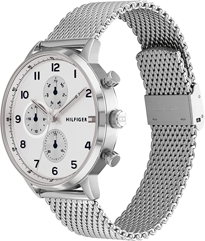 Buy Tommy Hilfiger Mens Quartz Silver Stainless Steel White Dial 44mm Watch - 1791988 in Pakistan