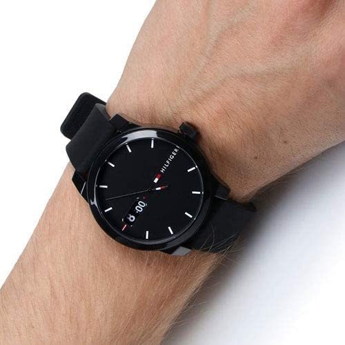 Buy Tommy Hilfiger Mens Quartz Silicone Strap Black Dial 42mm Watch - 1791382 in Pakistan