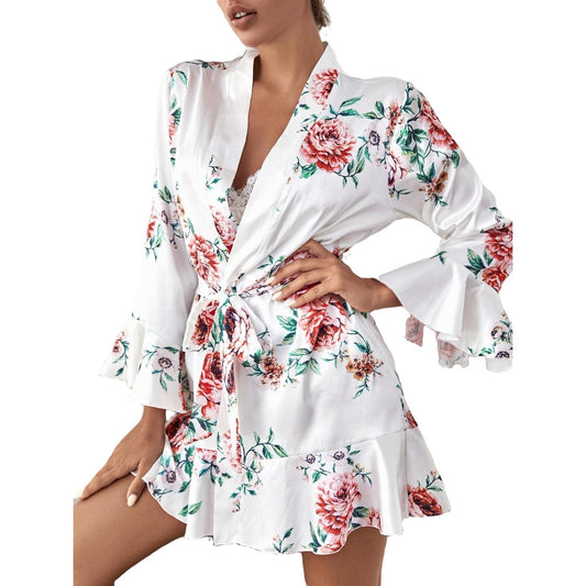 Buy Daisy Floral Silk 3pcs Nightgown set in Pakistan