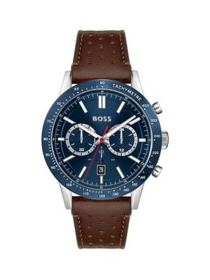 Buy Hugo Boss Allure Quartz Blue Dial Brown Strap Men's Watch - 1513921 in Pakistan