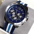 Buy Michael Kors Brecken Chronograph Blue And White PVC Strap Blue Dial Watch for Men - Mk8950 in Pakistan