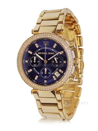 Buy Michael Kors Parker Navy Blue Dial Gold Steel Strap Watch for Women - MK6262 in Pakistan