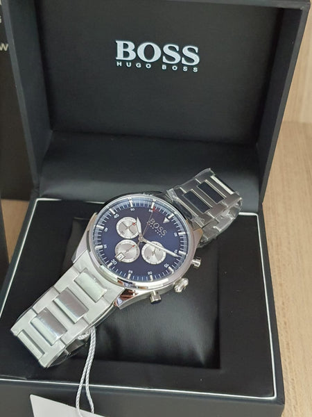 Buy Hugo Boss Mens Chronograph Quartz Stainless Steel Blue Dial 44mm Watch - 1513630 in Pakistan