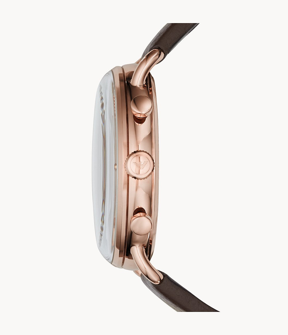 Buy Emporio Armani Men's Quartz Brown Leather Strap Rose Gold Shine Dial 43mm Watch AR11106 in Pakistan