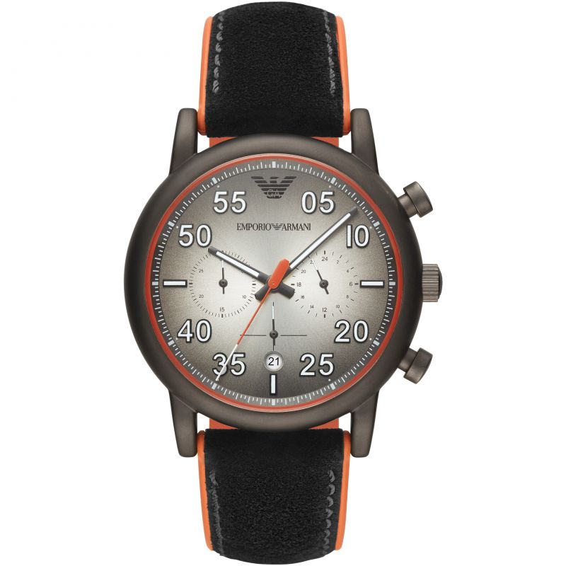 Buy Emporio Armani Men's Chronograph Quartz Leather Strap Grey Dial 43mm Watch AR11174 in Pakistan