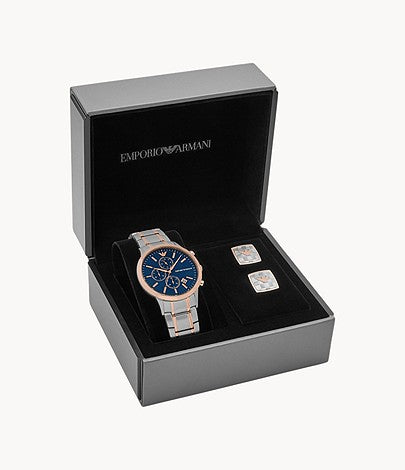 Buy Emporio Armani Blue Dial Two Tone Steel Strap Watch for Men - AR80025 in Pakistan