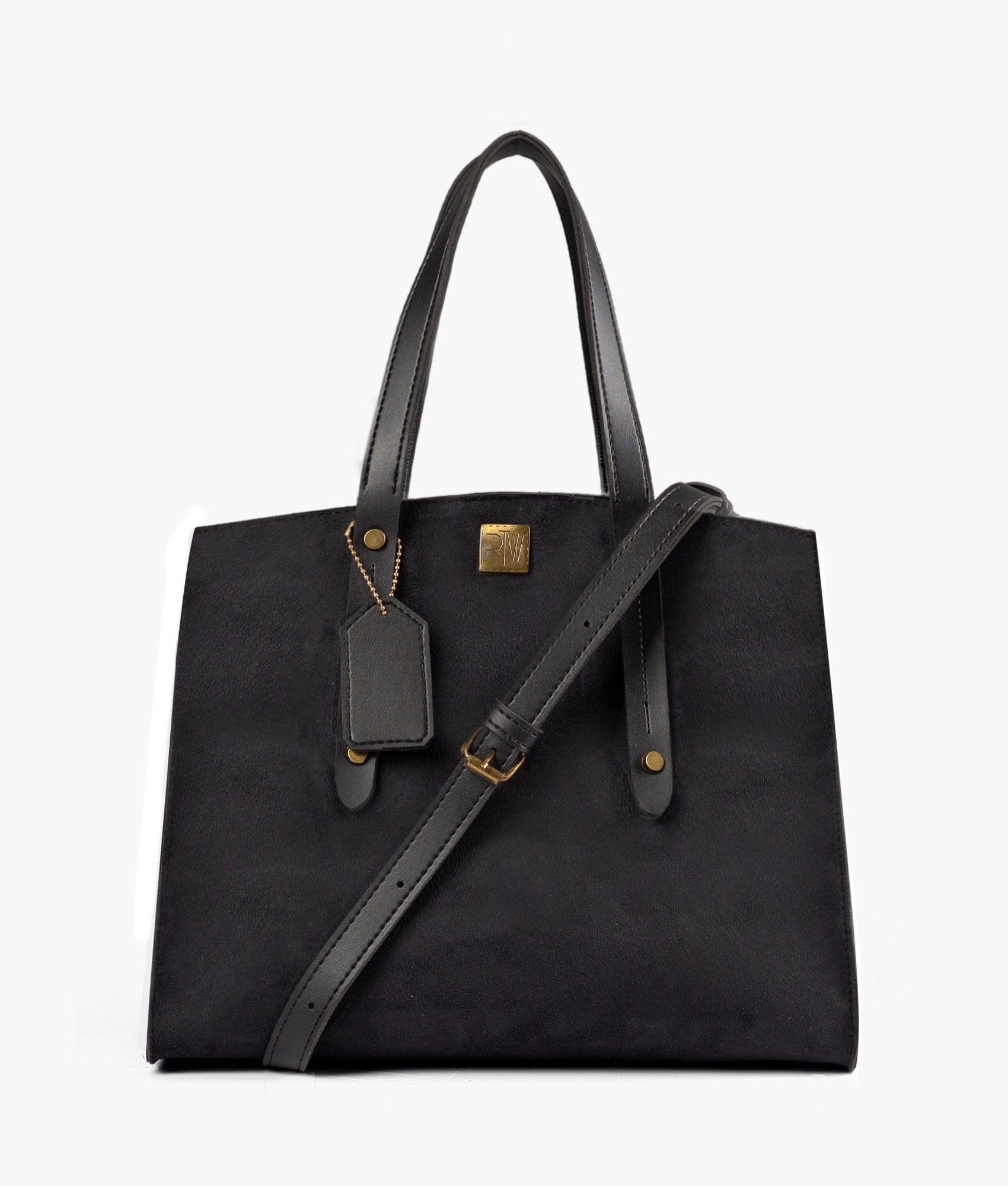 Buy Black suede multi compartment satchel bag in Pakistan