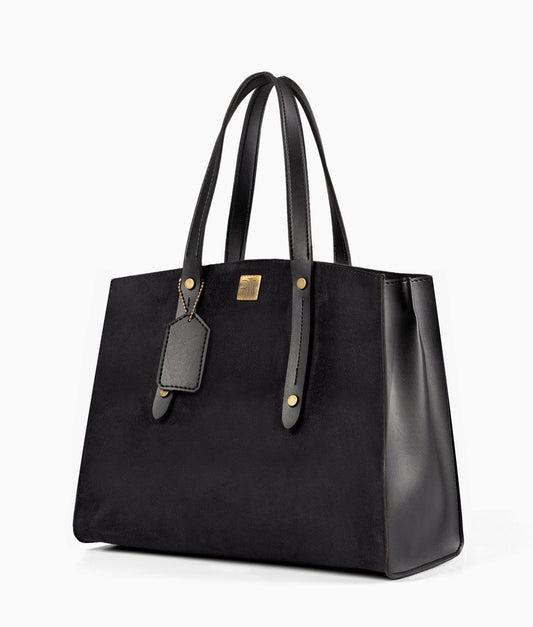 Buy Black suede multi compartment satchel bag in Pakistan