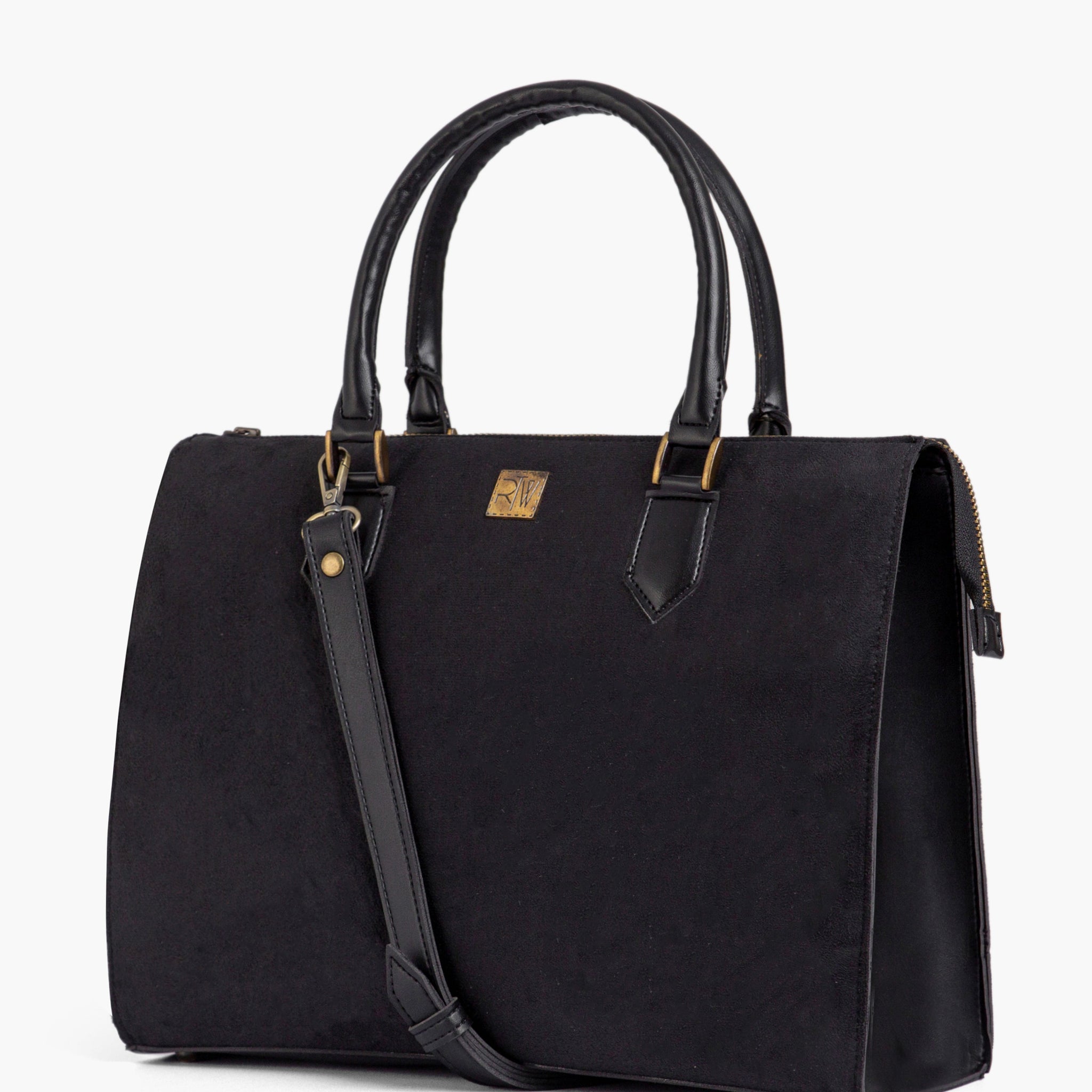 Buy Black suede workplace handbag in Pakistan