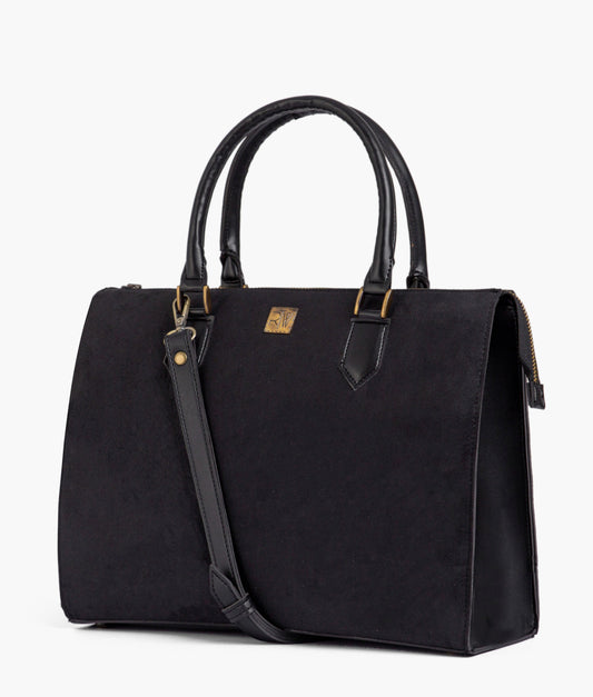 Buy Black suede workplace handbag in Pakistan