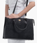 Buy Black suede workplace handbag in Pakistan