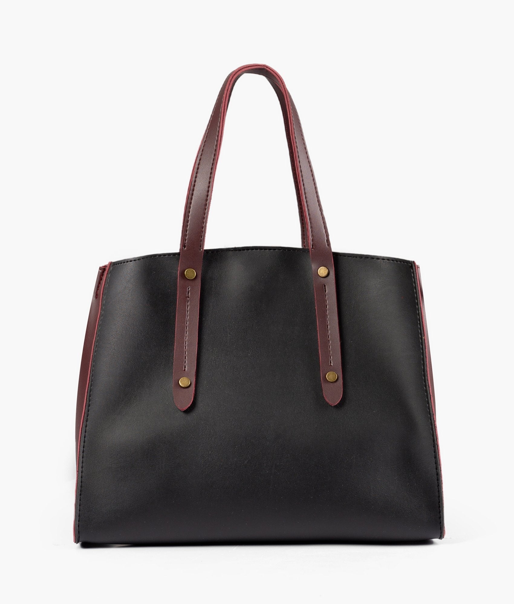 Buy Black with burgundy multi compartment satchel bag in Pakistan