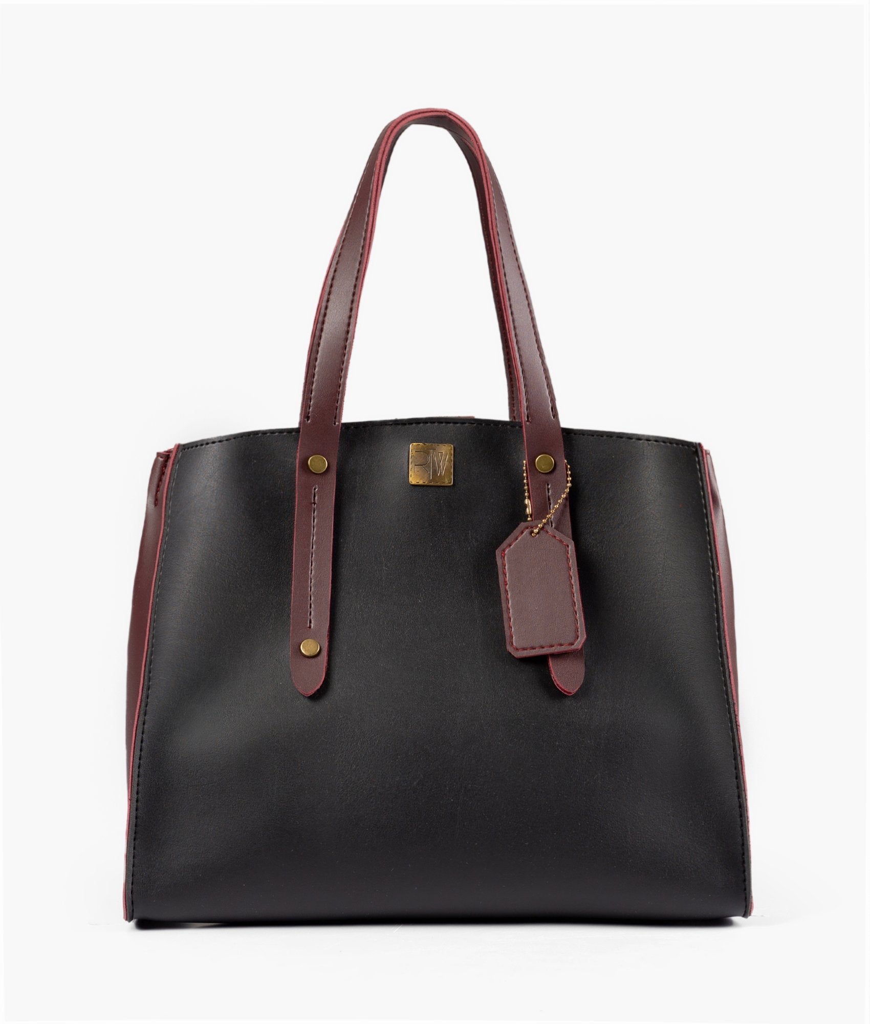 Buy Black with burgundy multi compartment satchel bag in Pakistan