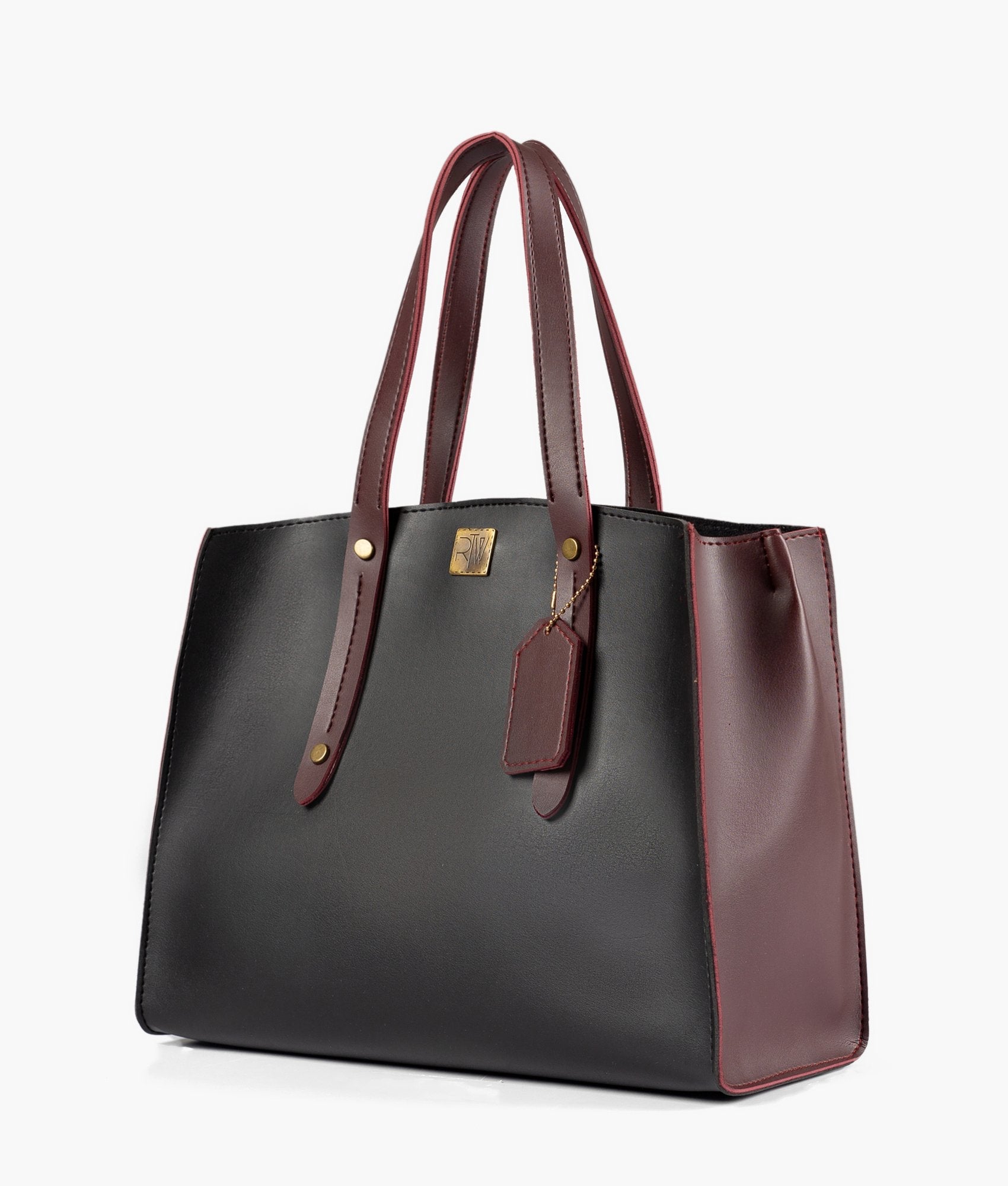 Buy Black with burgundy multi compartment satchel bag in Pakistan