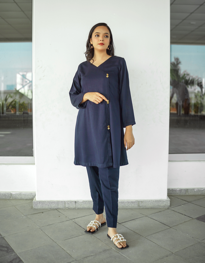 Buy Navy Blue Linen 2 Pc in Pakistan