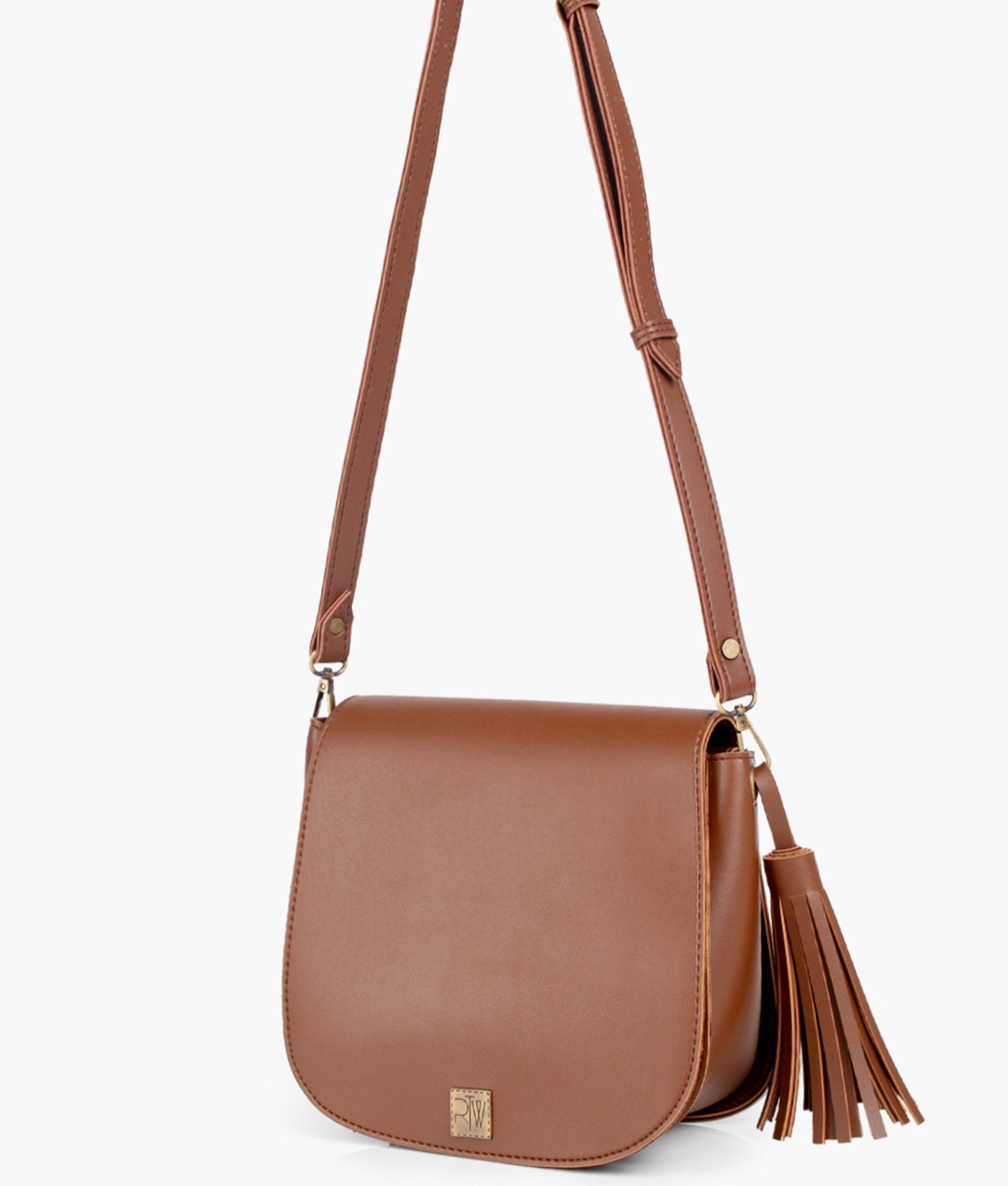 Buy Brown foldover saddle bag in Pakistan