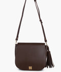 Buy Dark brown foldover saddle bag in Pakistan