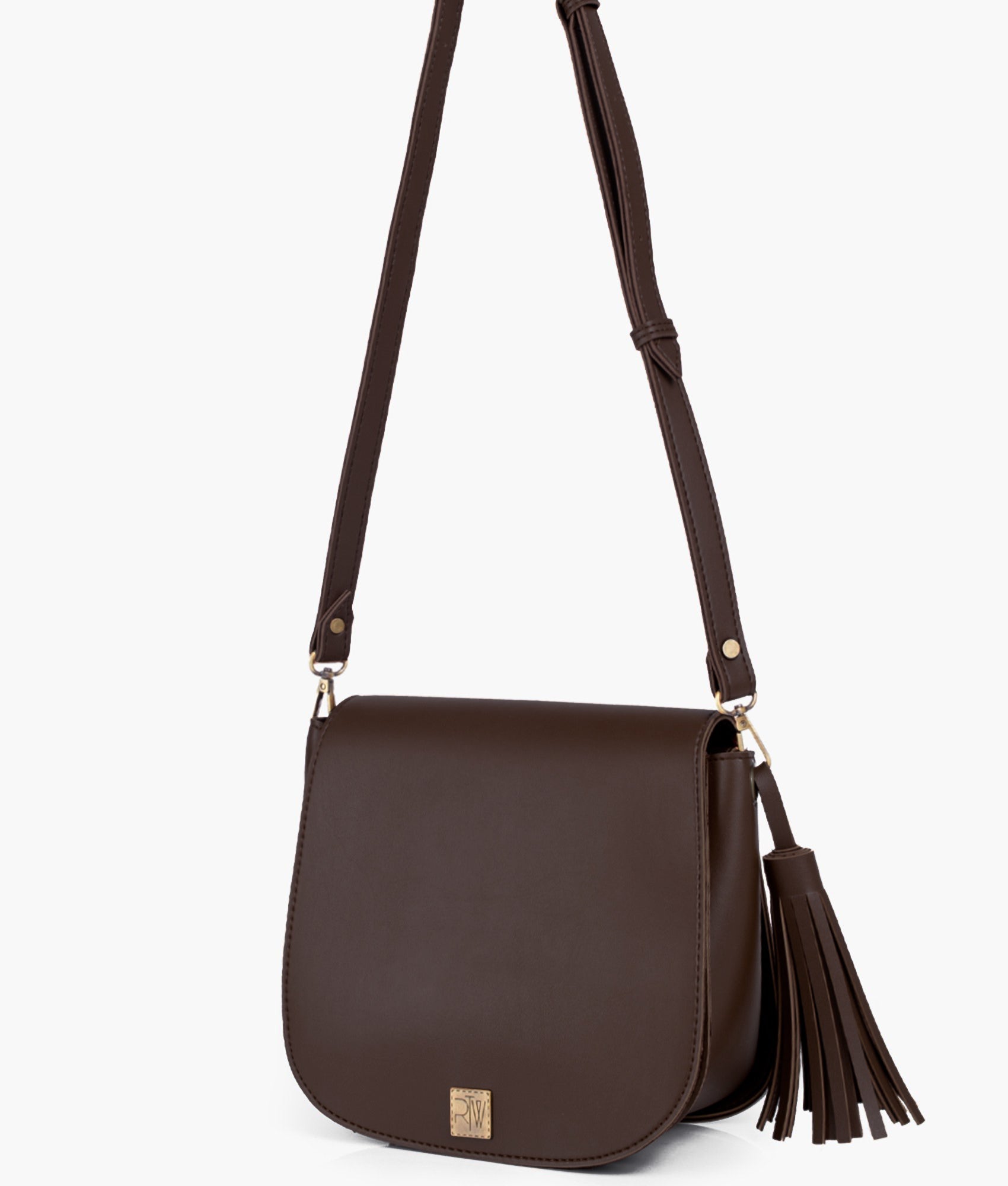 Buy Dark brown foldover saddle bag in Pakistan