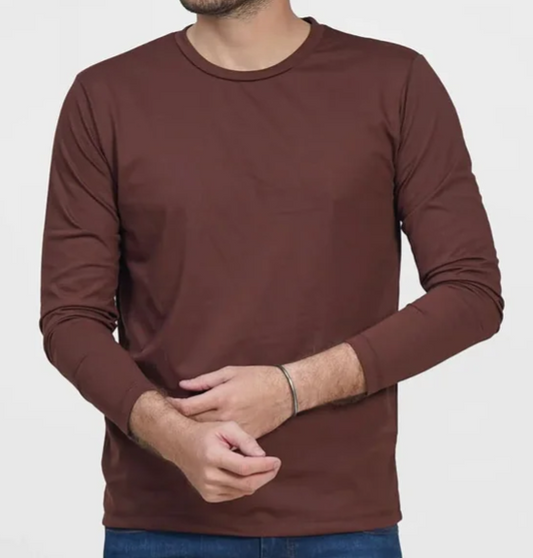 Buy Unisex Basic Full Sleeve T-Shirt - Brown in Pakistan
