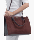 Buy Dark brown suede workplace handbag in Pakistan