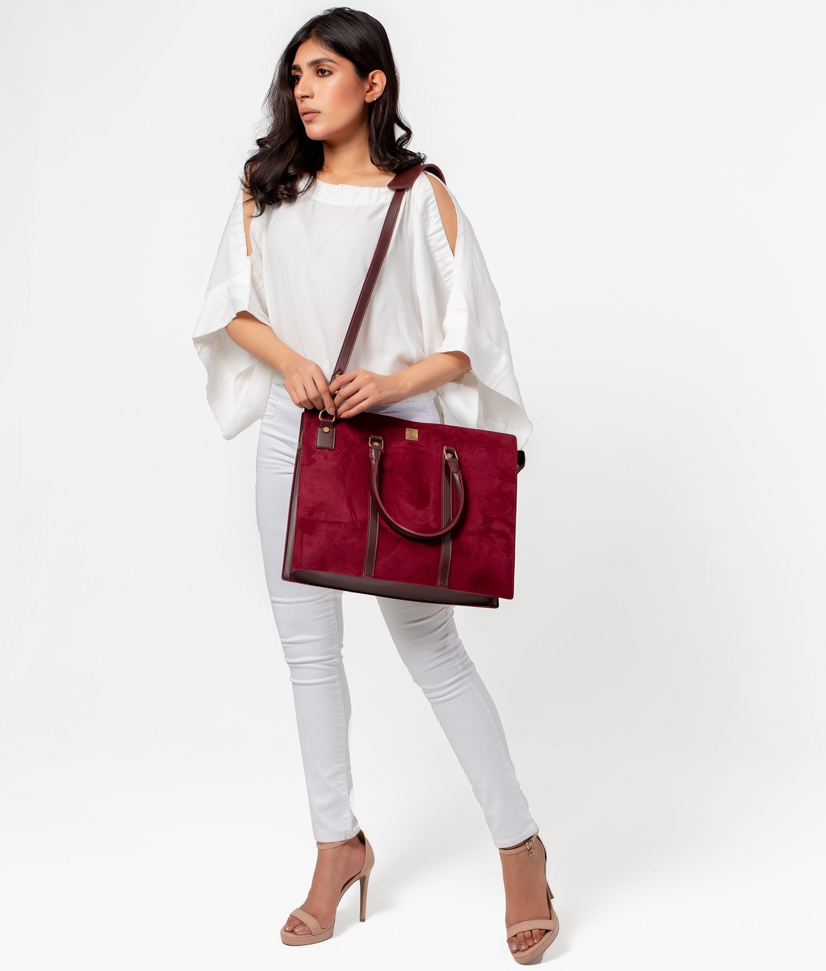 Buy Burgundy suede laptop bag in Pakistan