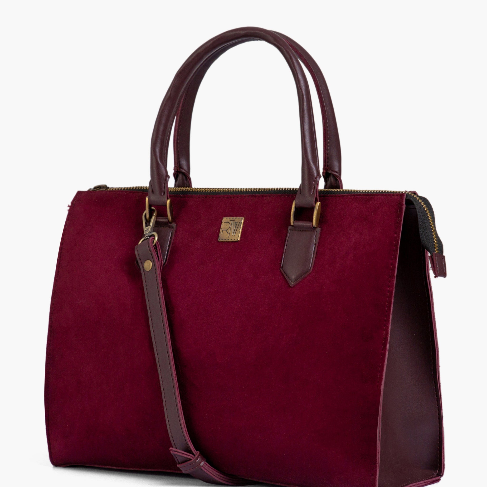 Buy Burgundy suede workplace handbag in Pakistan