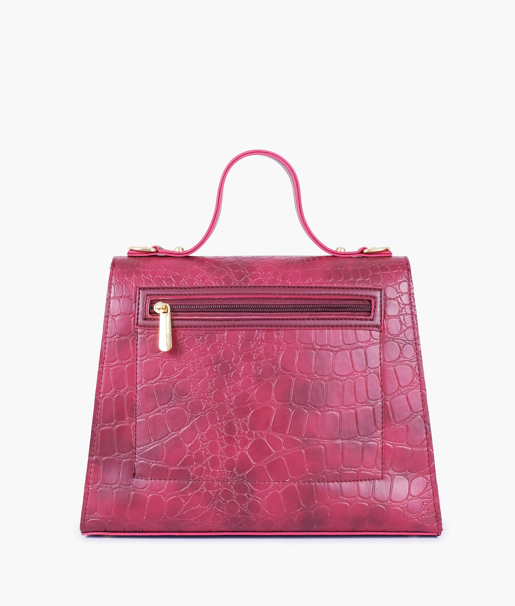 Buy Burgundy crocodile cross-body bag with top-handle in Pakistan