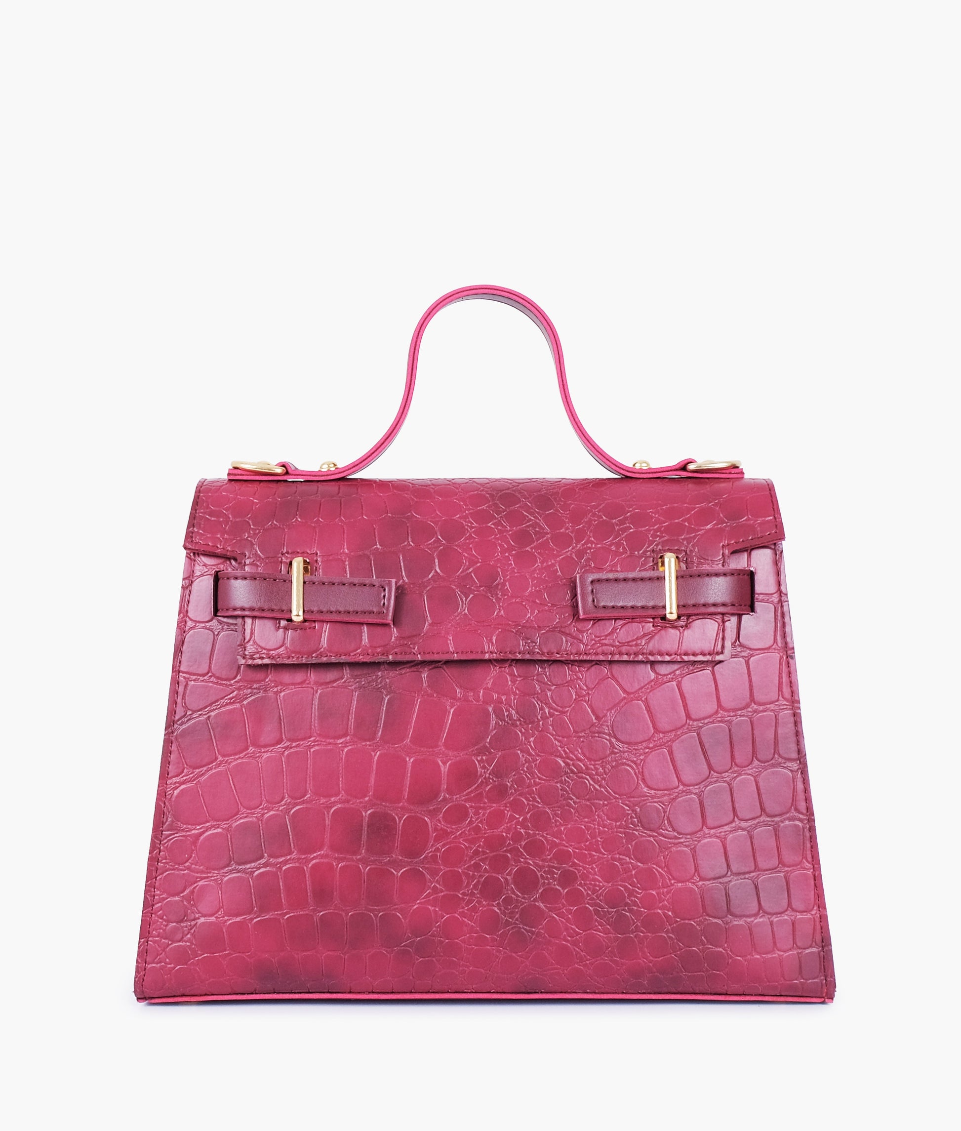 Buy Burgundy crocodile cross-body bag with top-handle in Pakistan