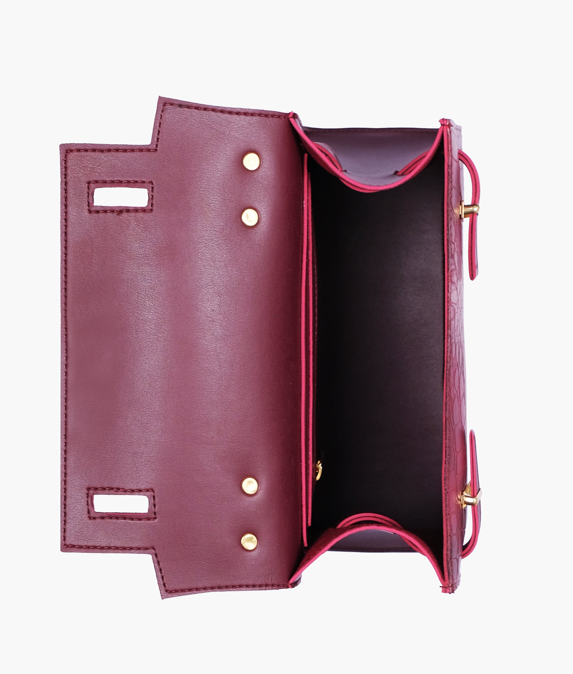 Buy Burgundy crocodile cross-body bag with top-handle in Pakistan