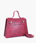 Buy Burgundy crocodile cross-body bag with top-handle in Pakistan