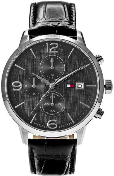 Buy Tommy Hilfiger Casual Grey Dial Black Leather Strap Watch for Men - 1710361 in Pakistan