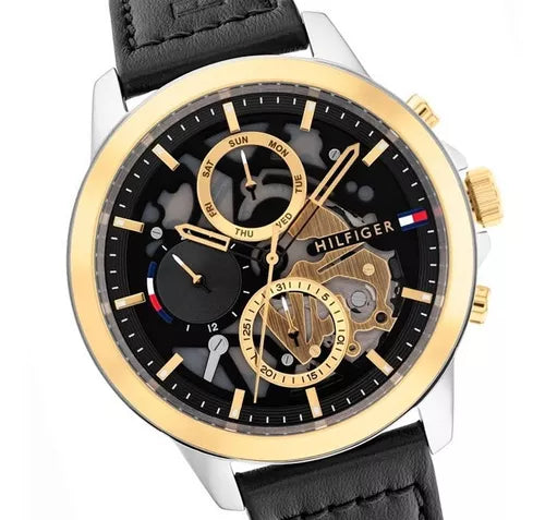 Buy Tommy Hilfiger Mens Quartz Black Leather Strap Black Dial 44mm Watch - 1710474 in Pakistan