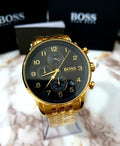 Buy Hugo Boss Mens Chronograph Quartz Stainless Steel Black Dial 44mm Watch - 1513531 in Pakistan