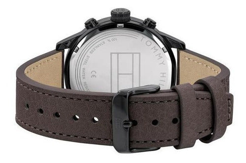 Buy Tommy Hilfiger Mens Quartz Brown Leather Strap Blue Dial 44mm Watch - 1791593 in Pakistan