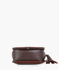 Buy Dark brown suede foldover saddle bag in Pakistan