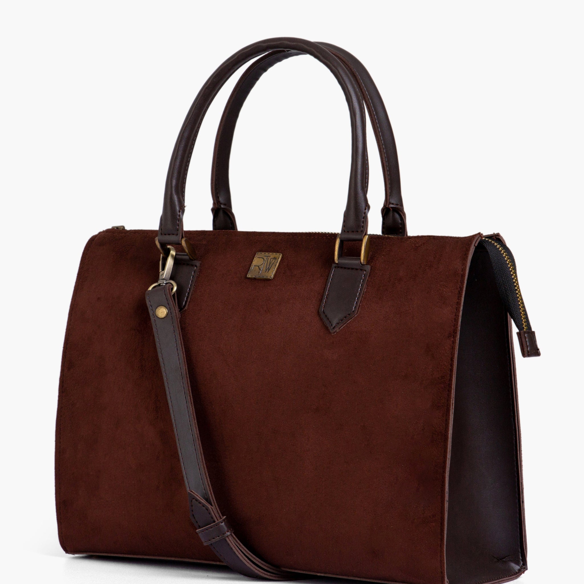 Buy Dark brown suede workplace handbag in Pakistan