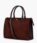 Buy Dark brown suede workplace handbag in Pakistan