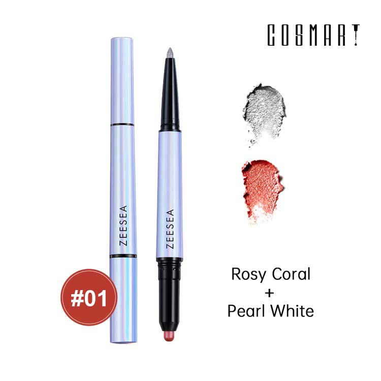 Buy Zeesea Dual Cream Highlighter Eyeshadow Stick White - 01 Rosy Coral + Pearl White in Pakistan