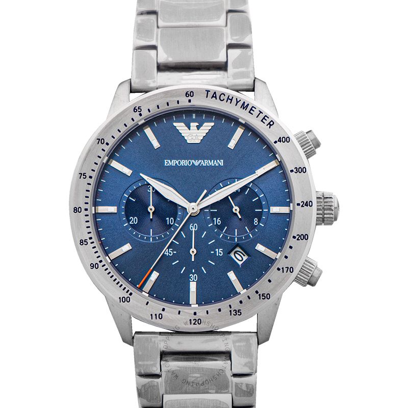 Buy Emporio Armani Mario Blue Dial Silver Steel Strap Watch for Men - AR11306 in Pakistan